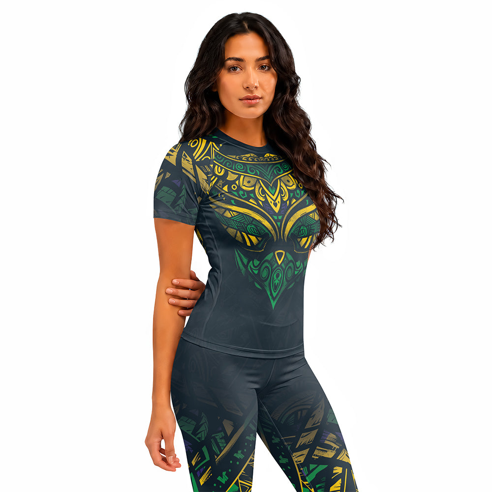 Rashninja Patriot Brazil Flag Women's Short Sleeve Rash Guard
