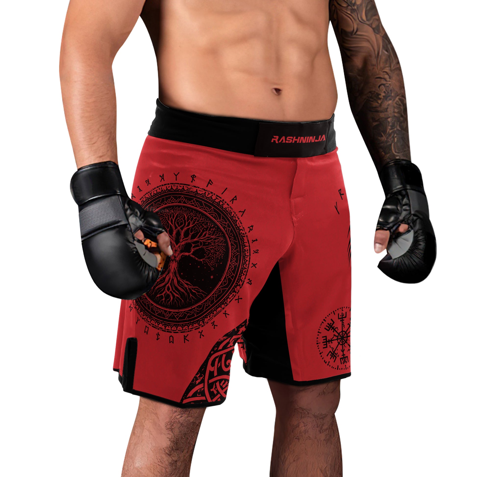 Rashninja Yggdrasil Bear Viking Men's Fight Shorts