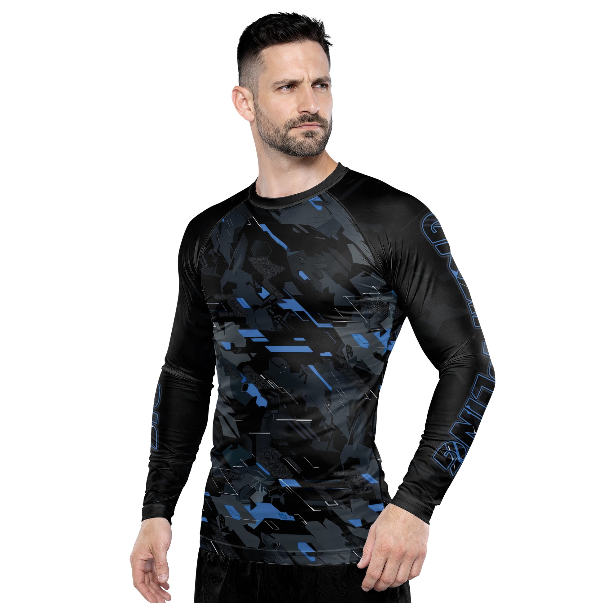 Rashninja Blue Triangle Men's Long Sleeve Rash Guard