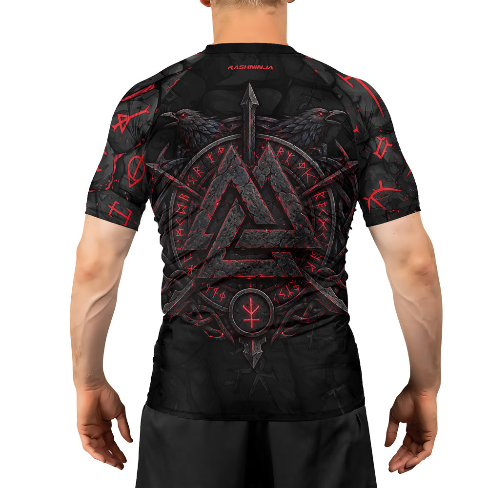 Rashninja Viking Raven Vegvisir Men's Short Sleeve Rash Guard