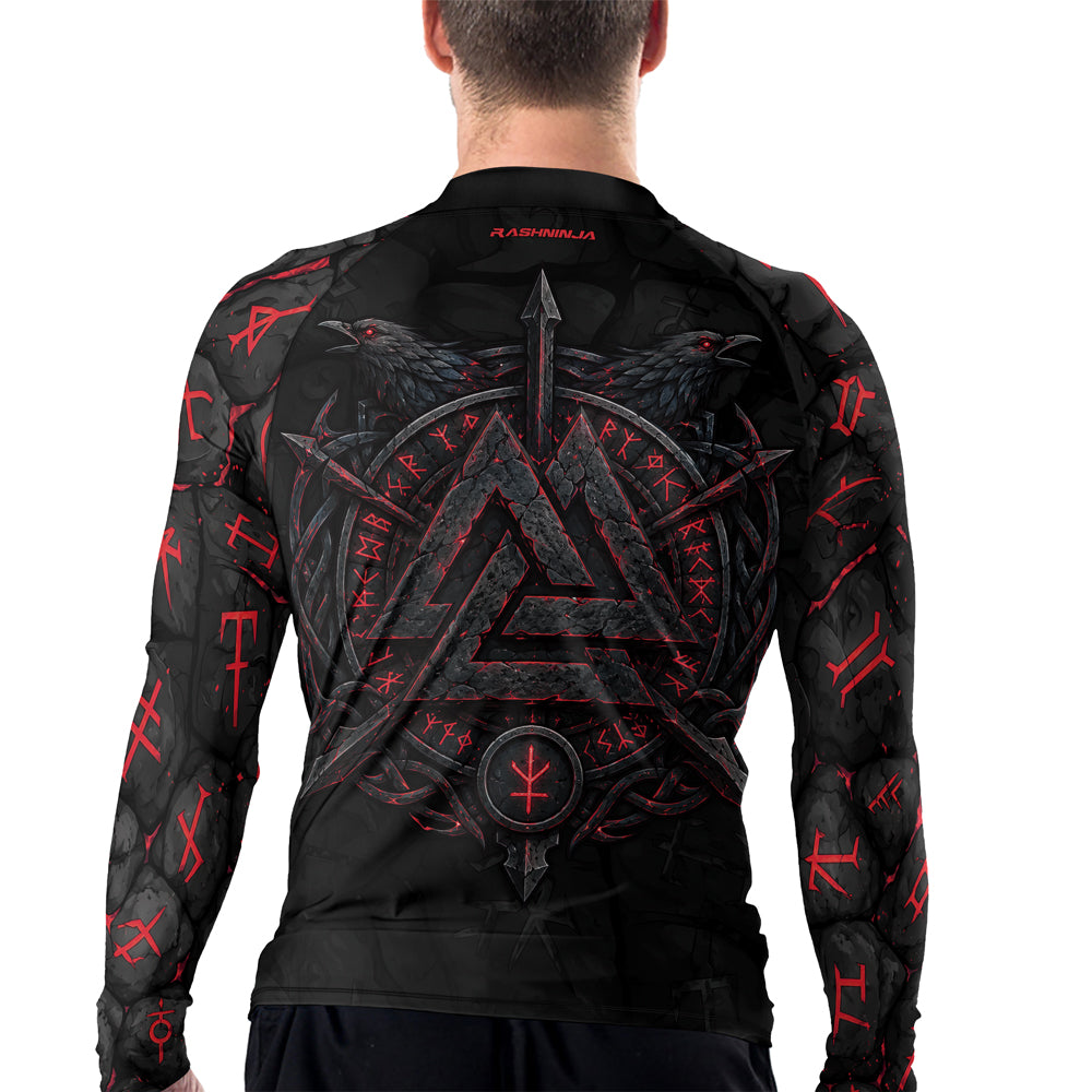 Rashninja Viking Raven Vegvisir Men's Long Sleeve Rash Guard