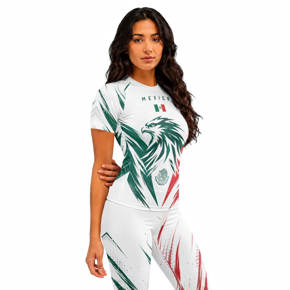 Rashninja Patriot Mexico Flag Women's Short Sleeve Rash Guard