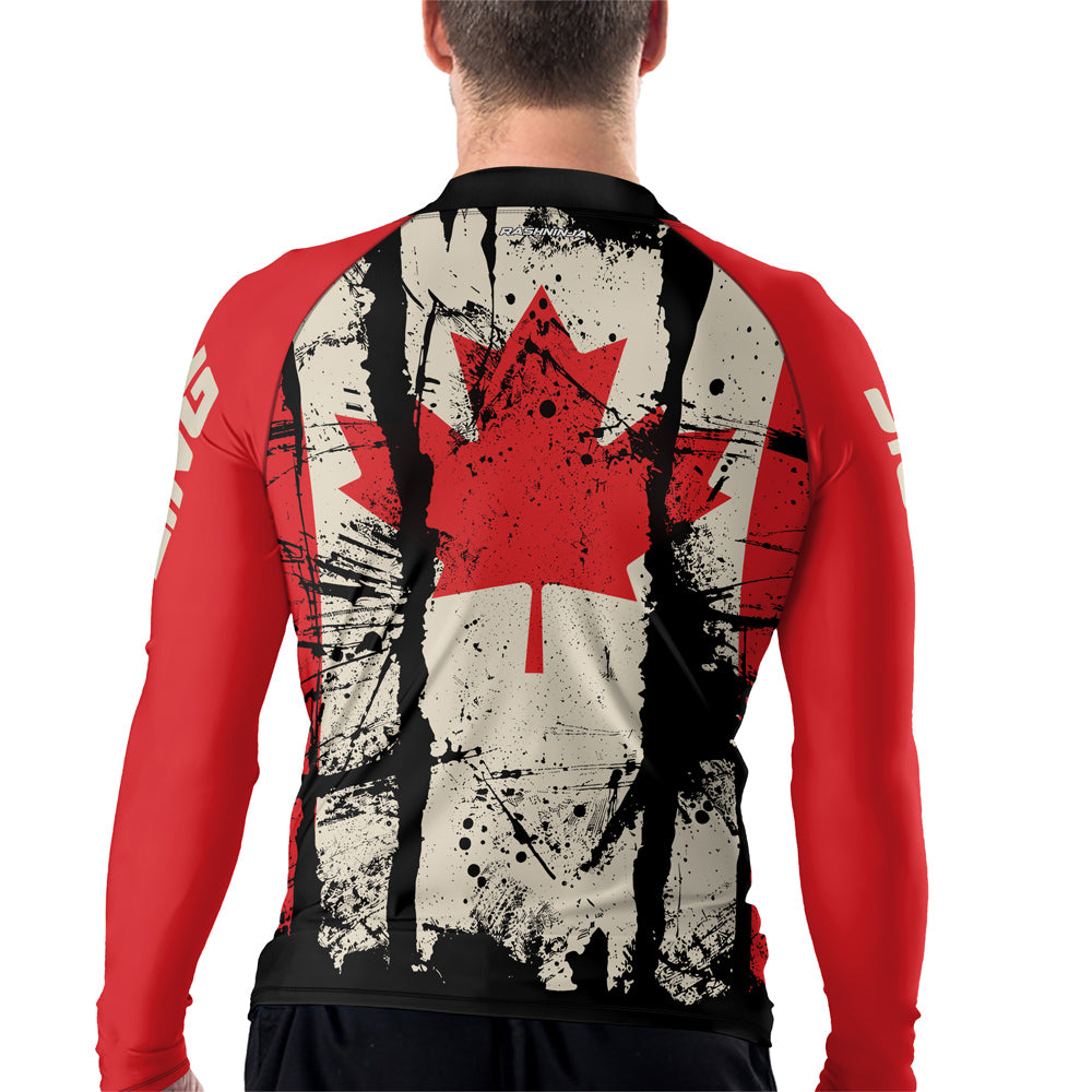 Rashninja Patriot Canada Flag Men's Long Sleeve Rash Guard