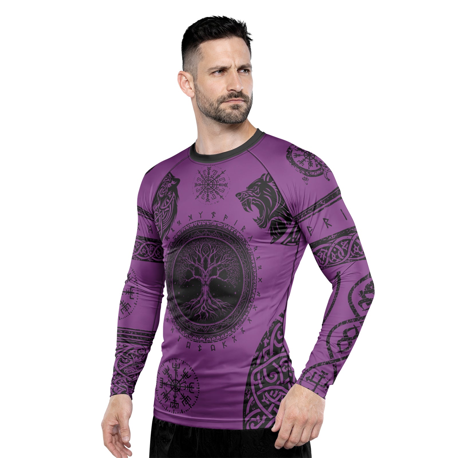 Rashninja Yggdrasil Bear Viking Men's Long Sleeve Rash Guard
