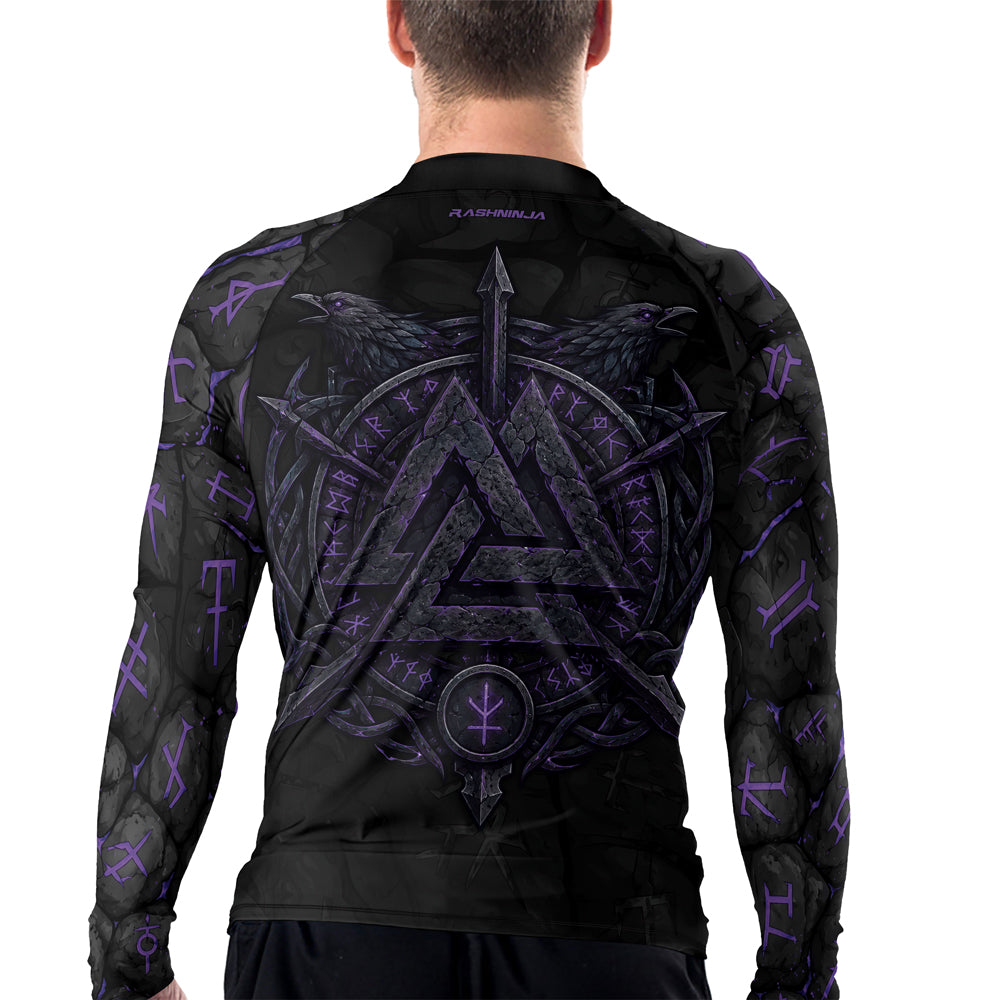 Rashninja Viking Raven Vegvisir Men's Long Sleeve Rash Guard