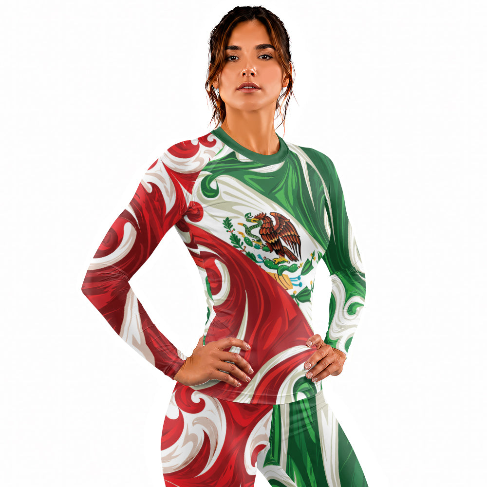 Rashninja Patriot Mexico Flag Women's Long Sleeve Rash Guard