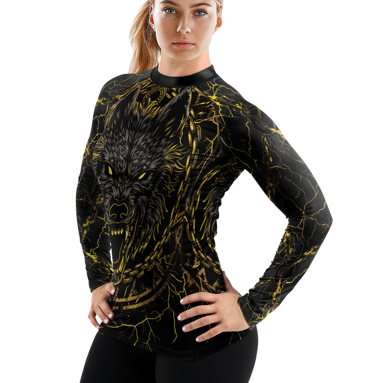Rashninja Viking Fenrir Wol Women's Long Sleeve Rash Guard