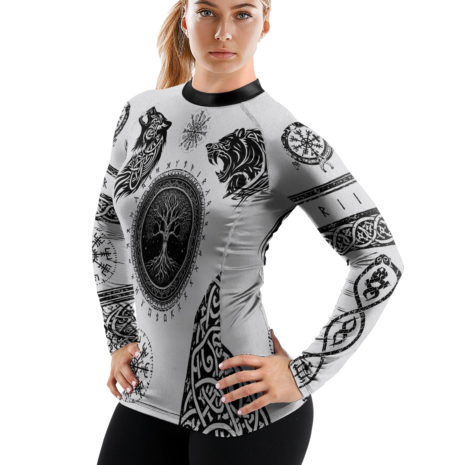 Rashninja Yggdrasil Bear Viking Women's Long Sleeve Rash Guard