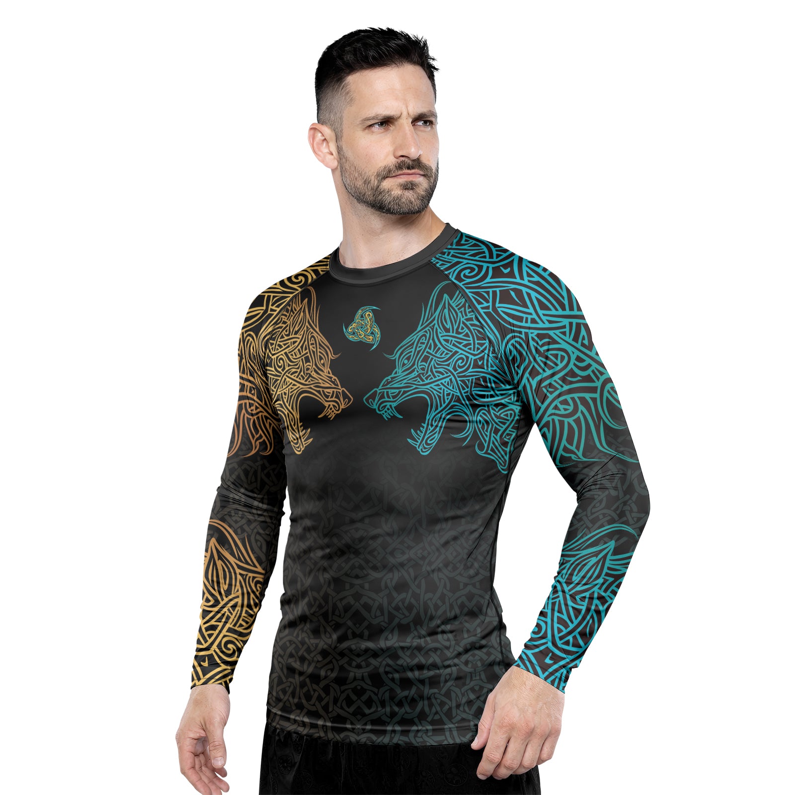 Rashninja Norse Viking Wolf Men's Long Sleeve Rash Guard