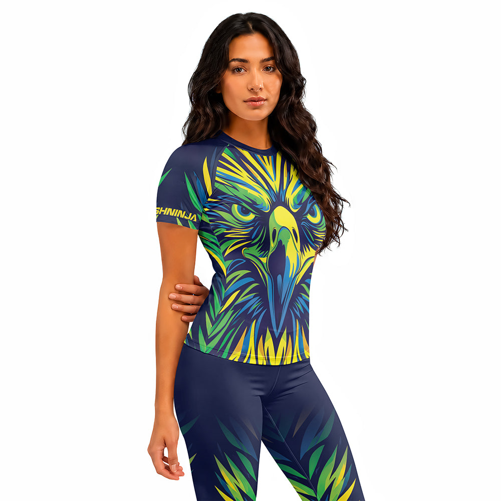 Rashninja Patriot Brazil Flag Women's Short Sleeve Rash Guard