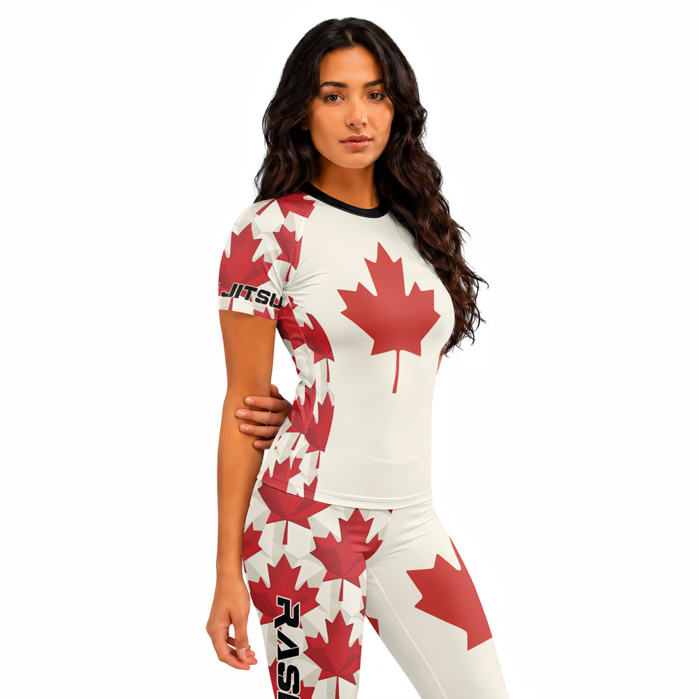 Rashninja Patriot Canada Flag Women's Short Sleeve Rash Guard