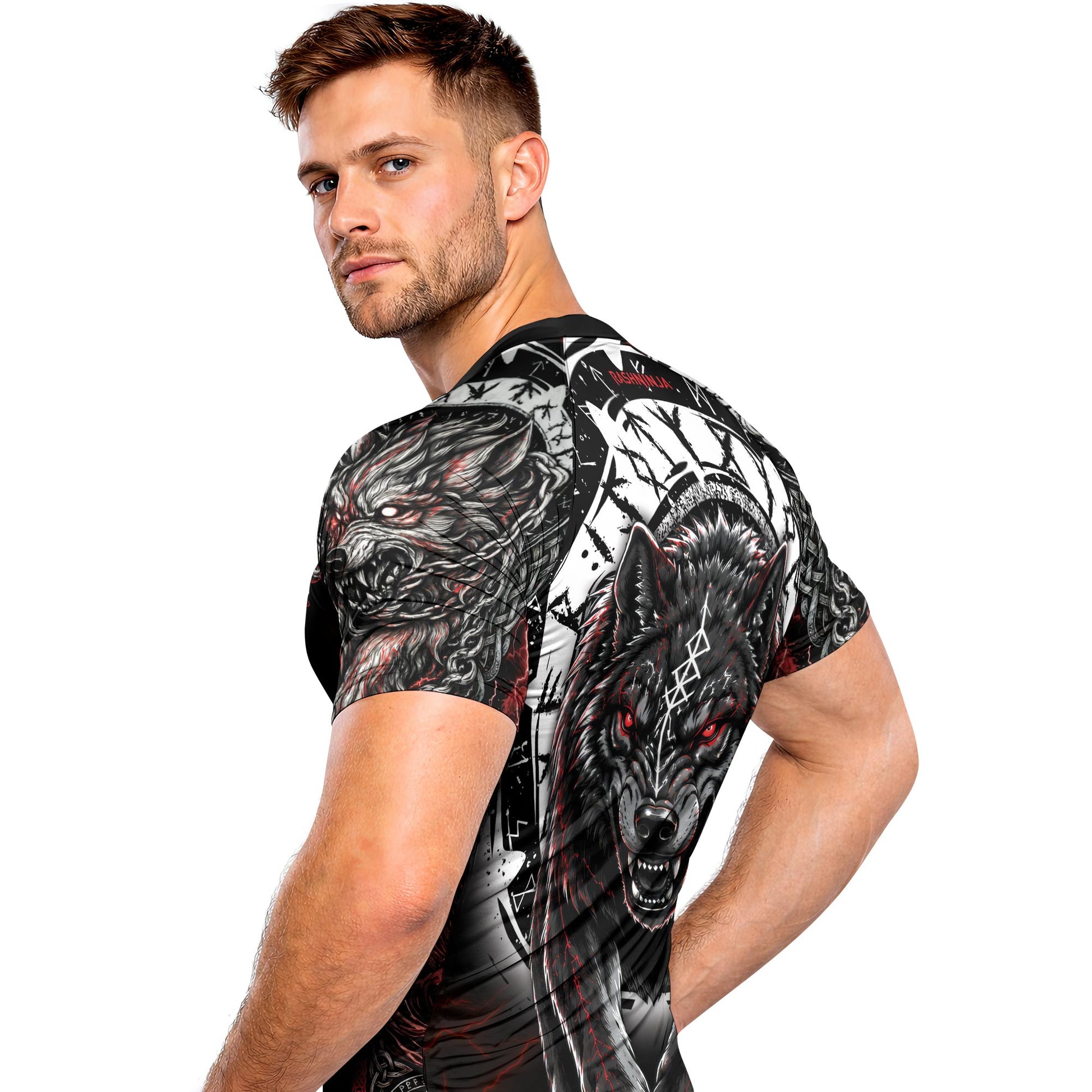 Rashninja Blood Fenrir Wolf Men's Short Sleeve Rash Guard