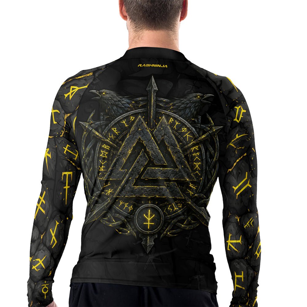 Rashninja Viking Raven Vegvisir Men's Long Sleeve Rash Guard