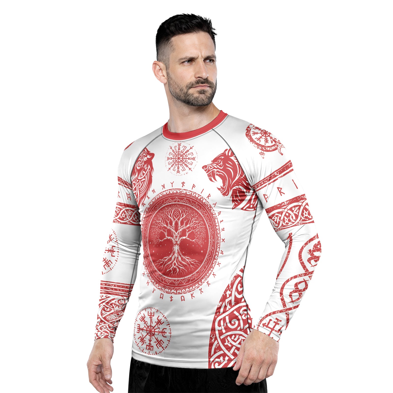 Rashninja Yggdrasil Bear Viking Men's Long Sleeve Rash Guard