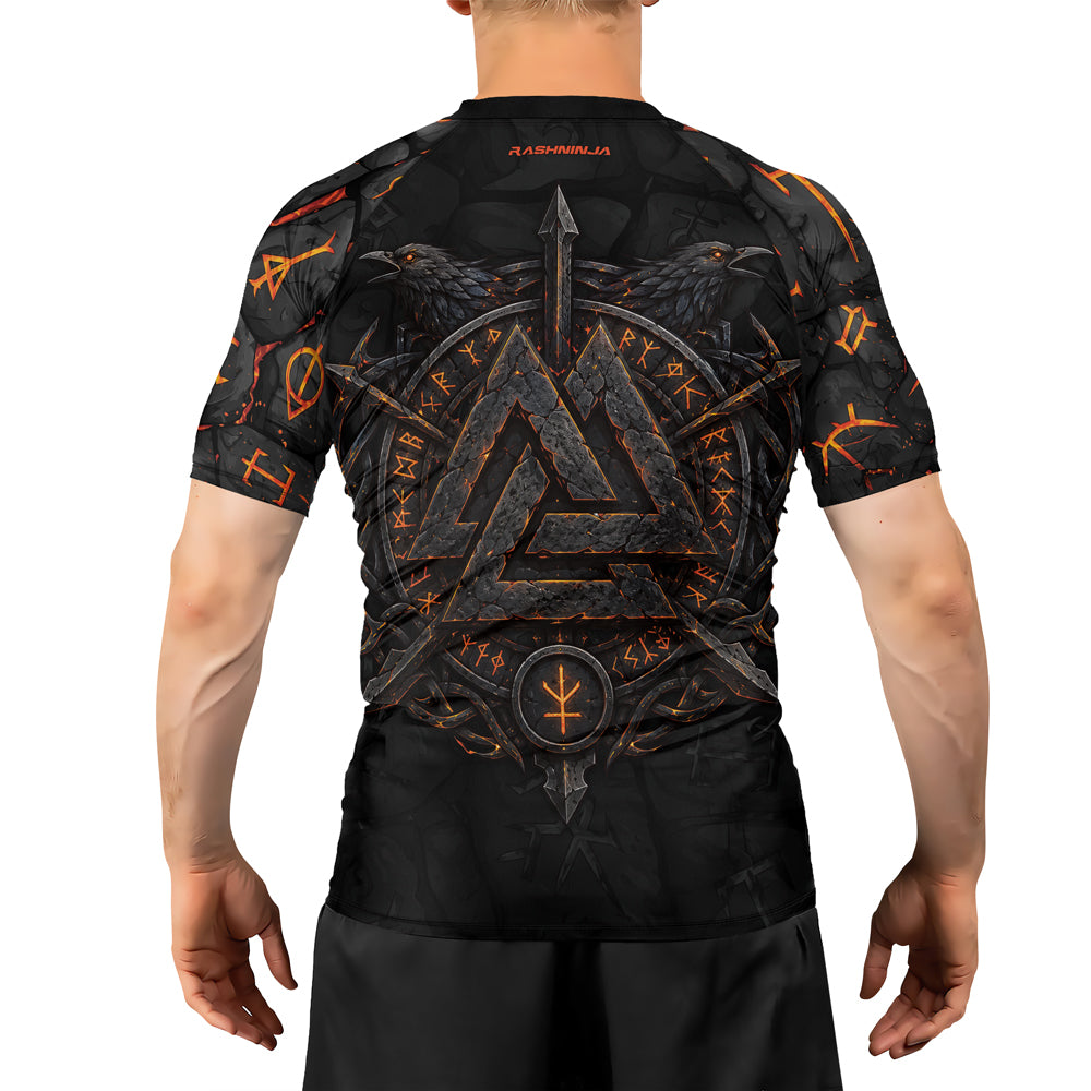 Rashninja Viking Raven Vegvisir Men's Short Sleeve Rash Guard