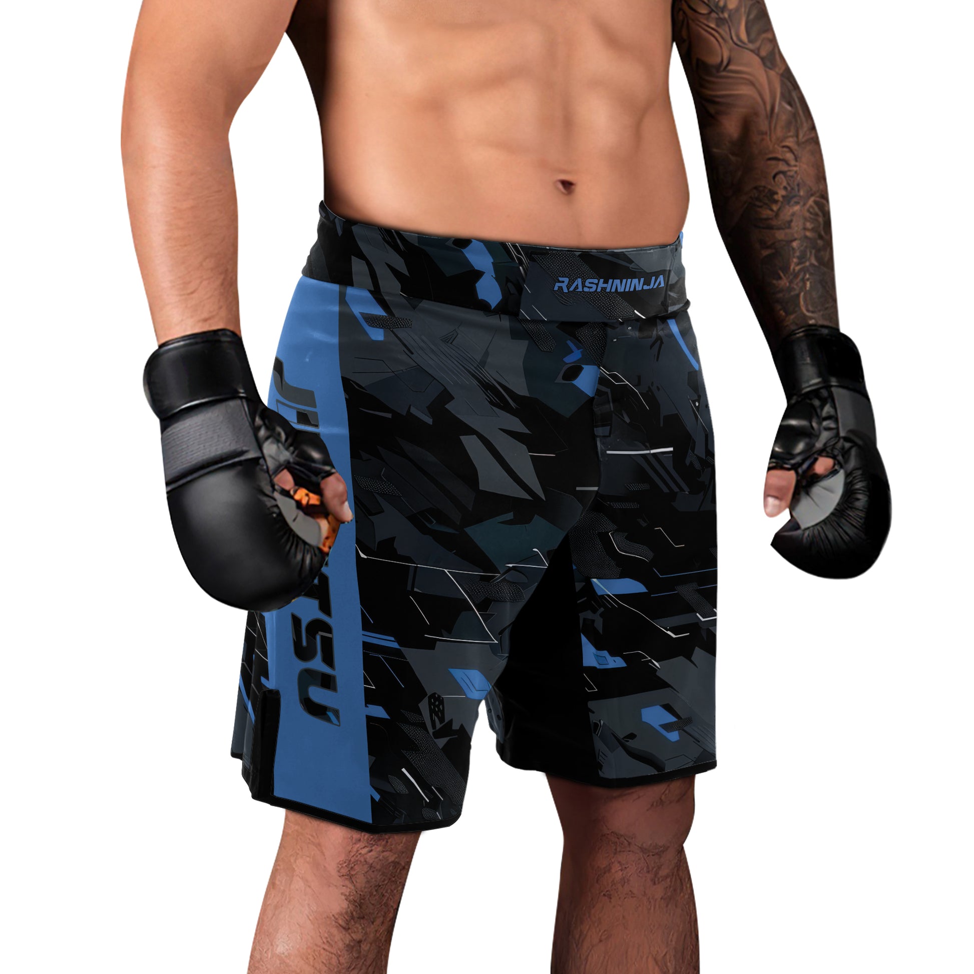Rashninja Blue Triangle Men's Fight Shorts