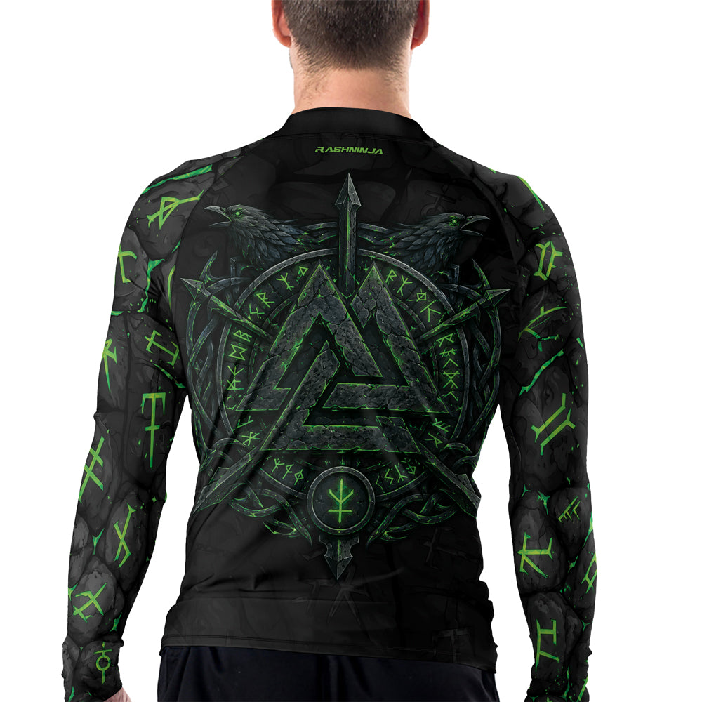 Rashninja Viking Raven Vegvisir Men's Long Sleeve Rash Guard