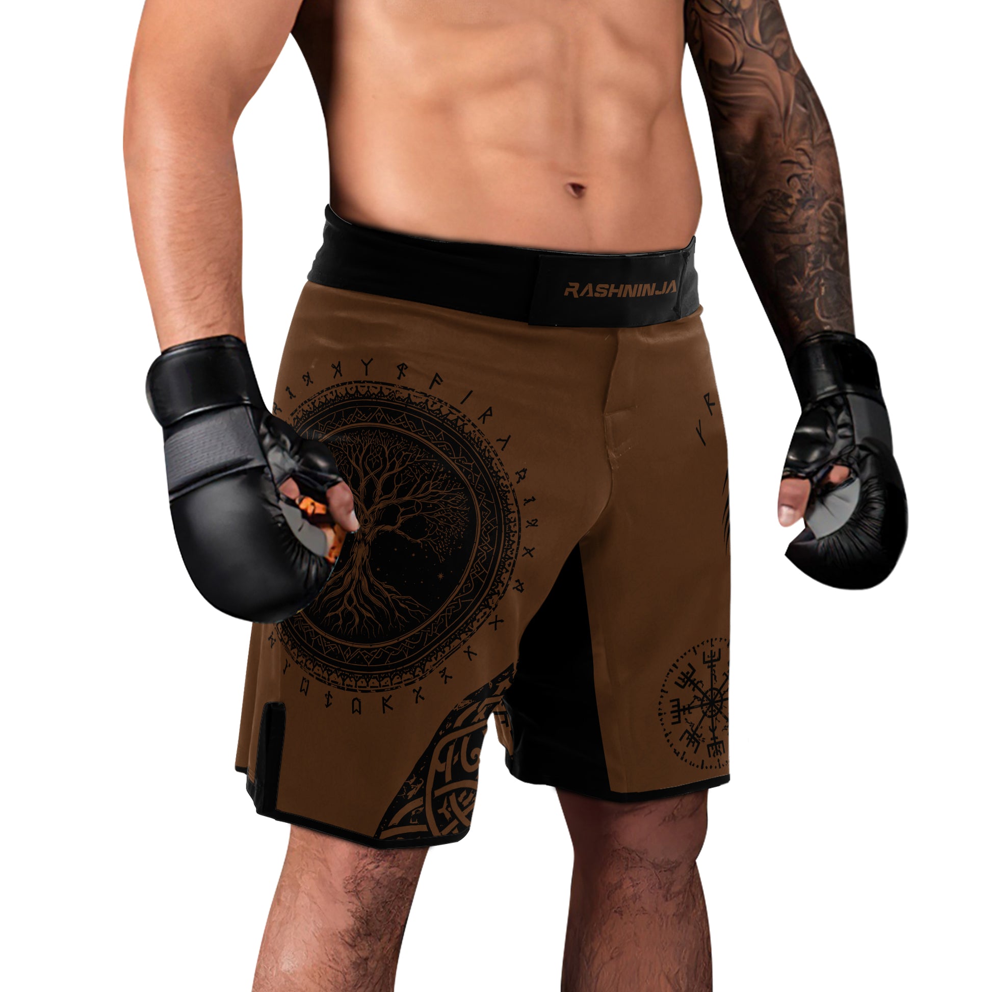 Rashninja Yggdrasil Bear Viking Men's Fight Shorts