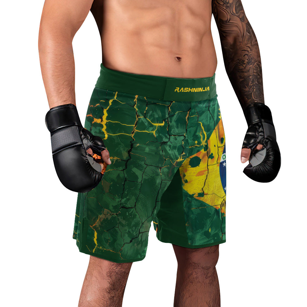 Rashninja Patriot Brazil Flag Men's Fight Shorts