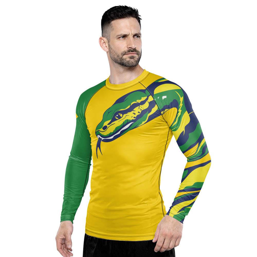 Rashninja Patriot Brazil Flag Men's Long Sleeve Rash Guard