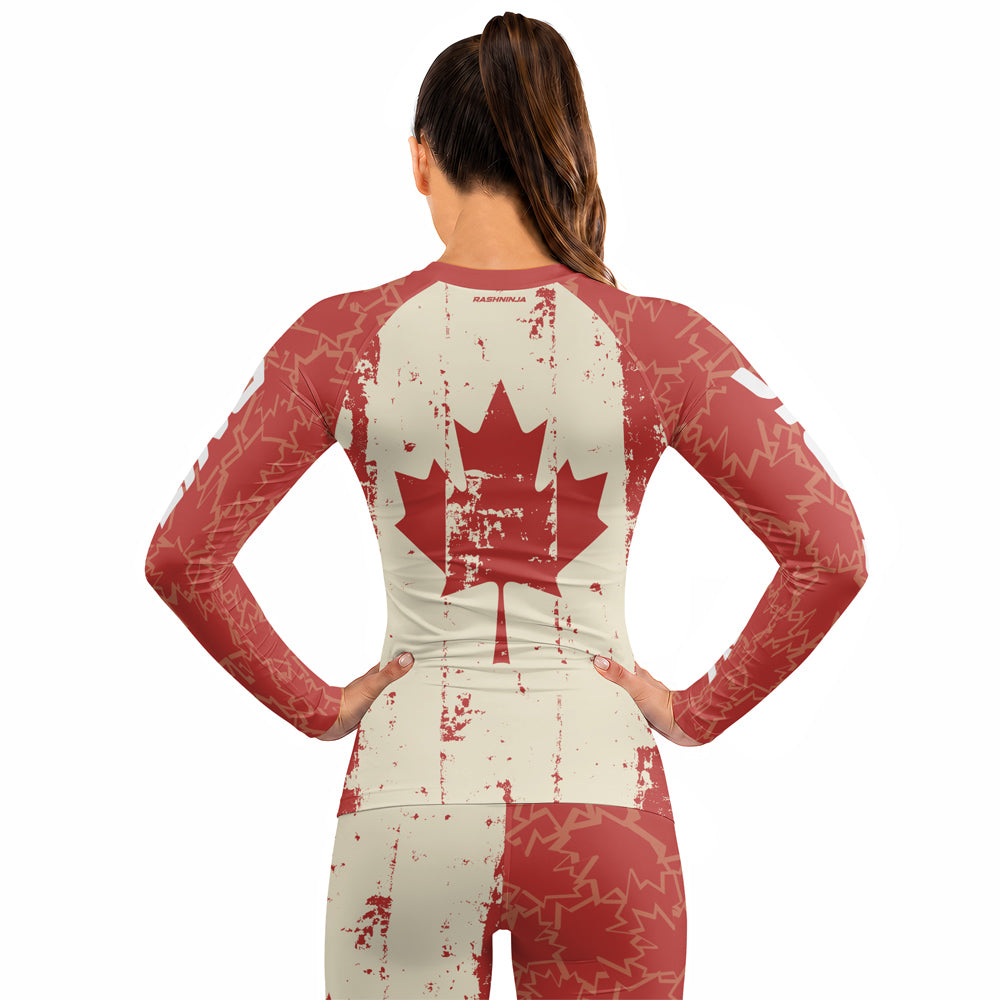 Rashninja Patriot Canada Flag Women's Long Sleeve Rash Guard