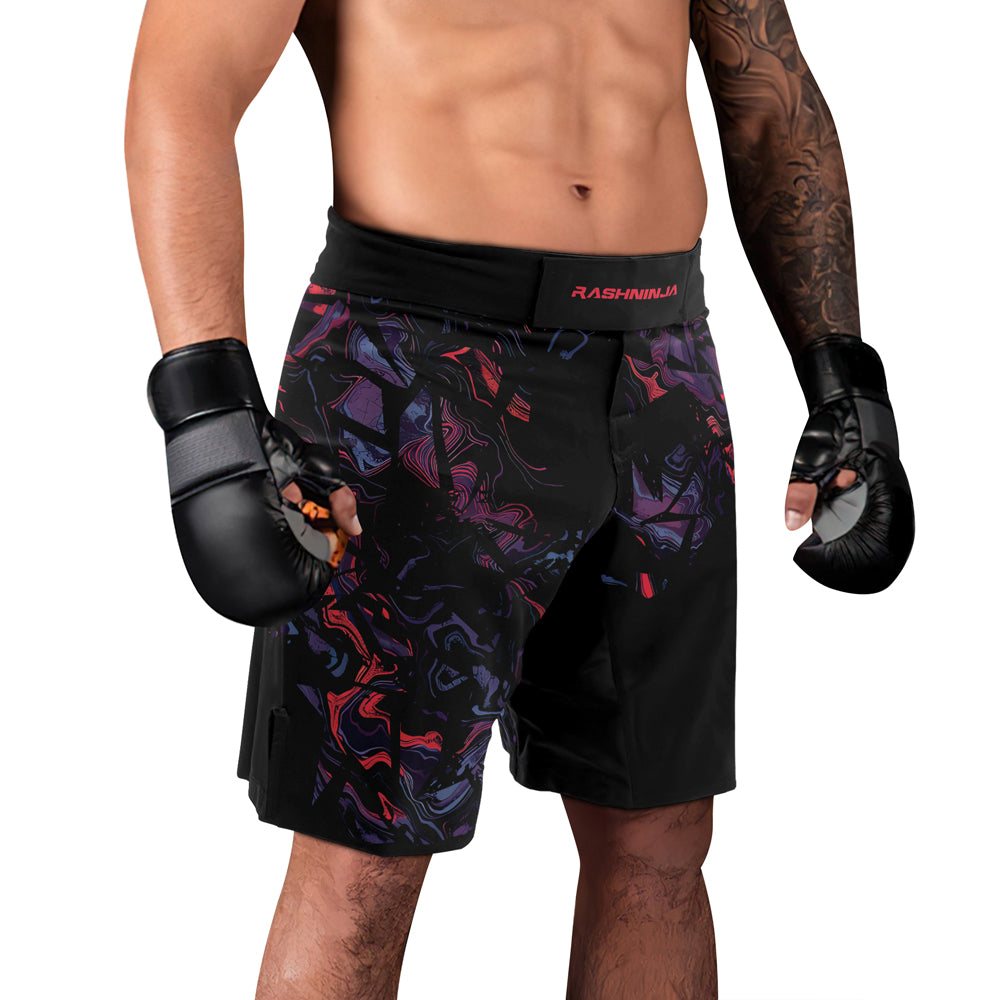 Rashninja Red Cyber Marble Men's Fight Shorts