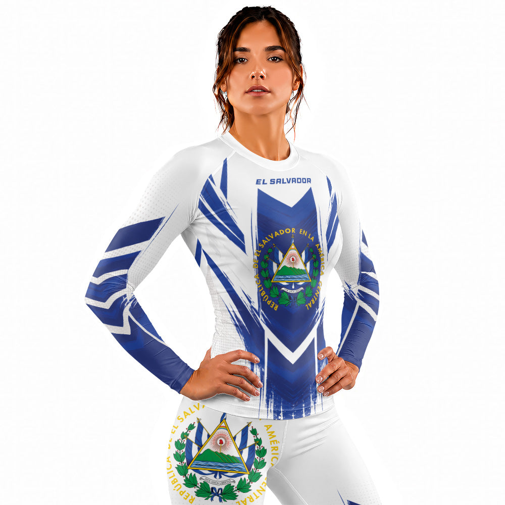 Rashninja Patriot El Salvador Flag Women's Long Sleeve Rash Guard