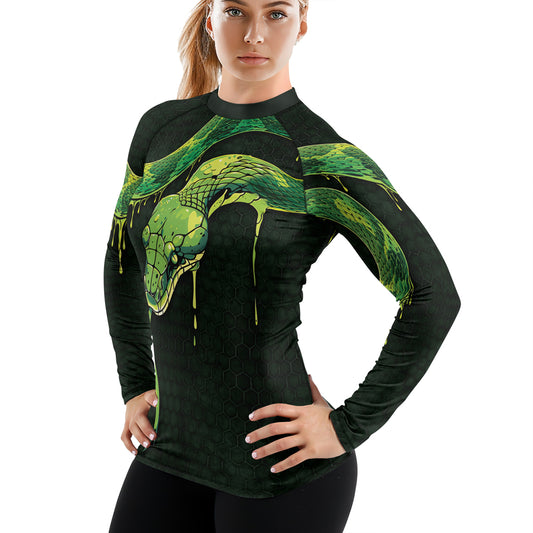 Rashninja Green Viper Snake Women's Long Sleeve Rash Guard