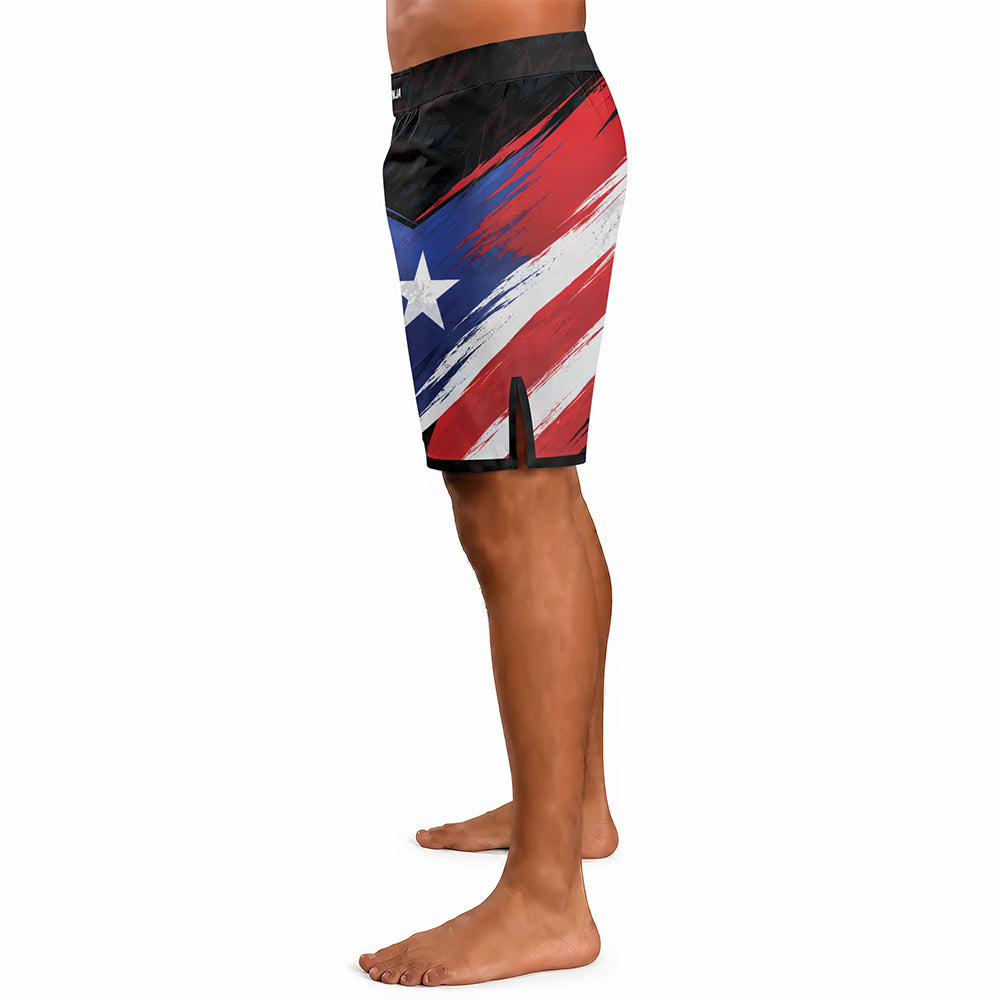 Rashninja Patriot Puerto Rico Flag Men's Fight Shorts