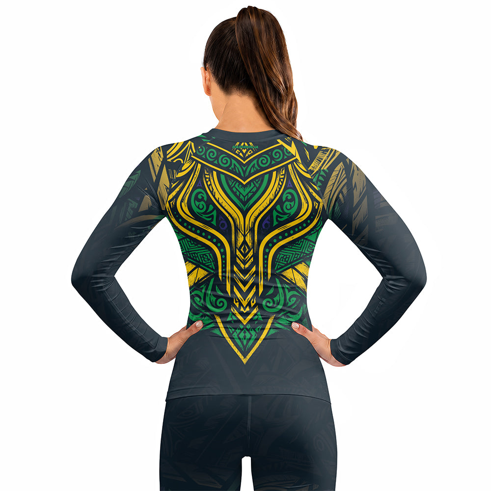 Rashninja Patriot Brazil Flag Women's Long Sleeve Rash Guard