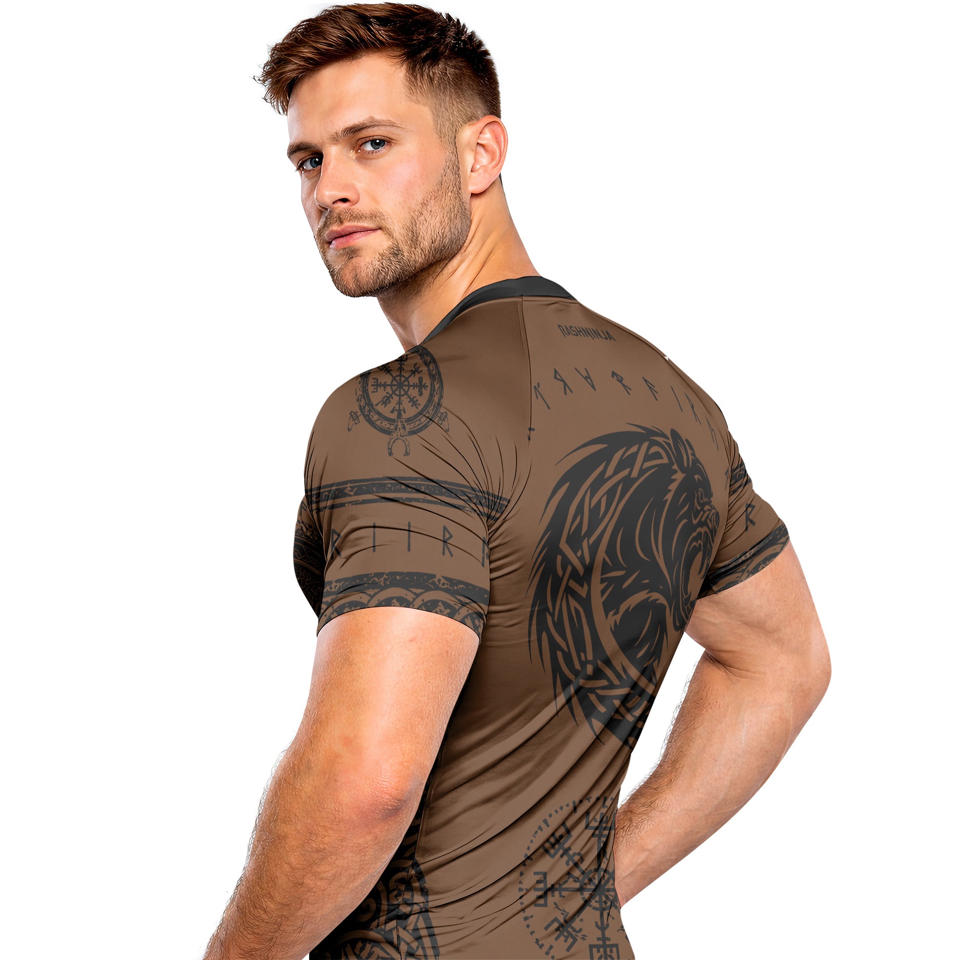 Rashninja Yggdrasil Bear Viking Men's Short Sleeve Rash Guard