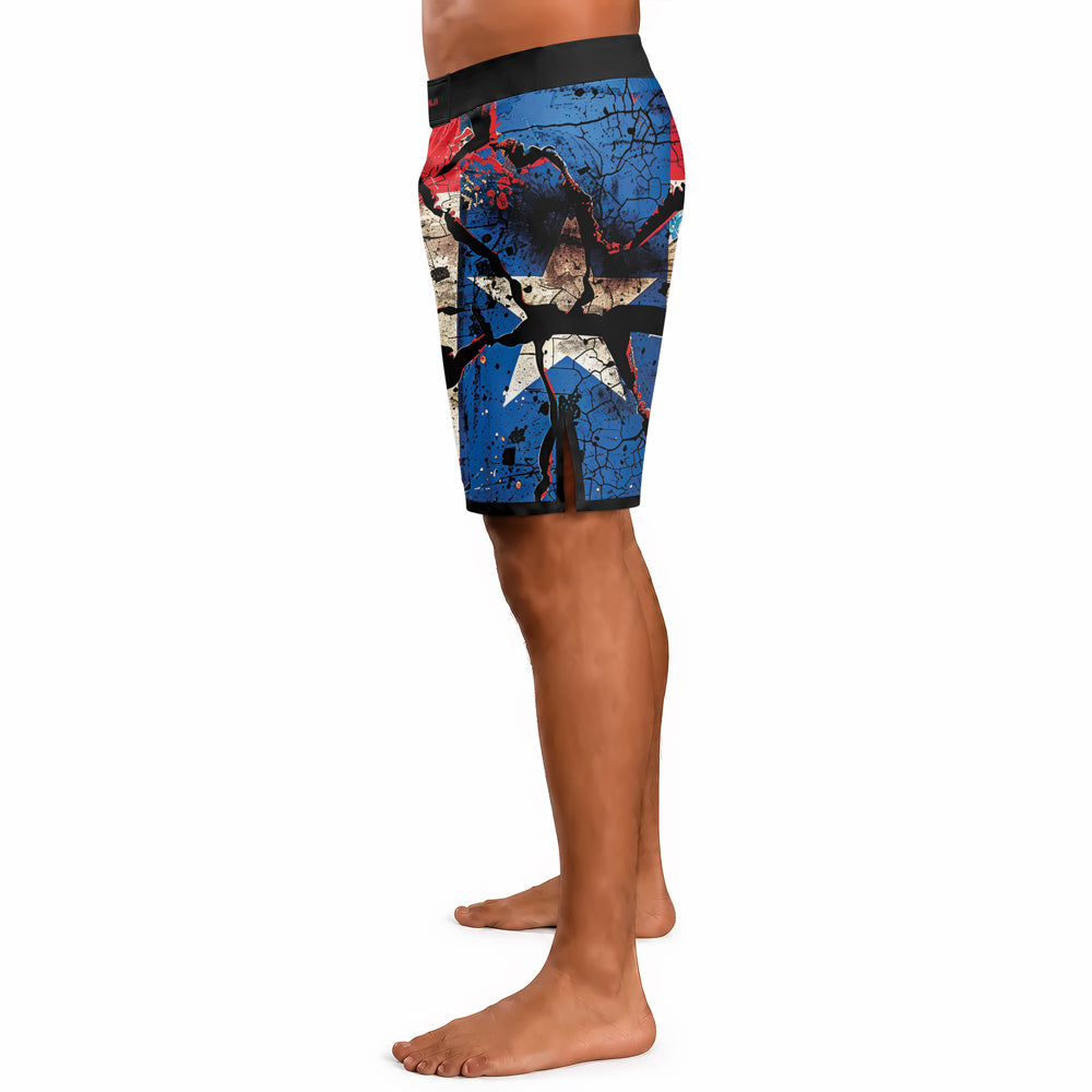 Rashninja Patriot Puerto Rico Flag Men's Fight Shorts