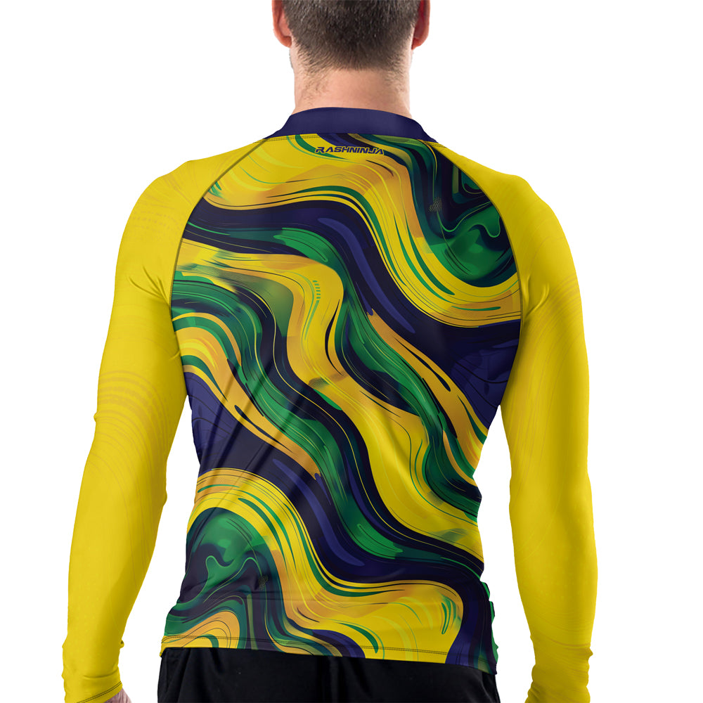 Rashninja Patriot Brazil Flag Men's Long Sleeve Rash Guard