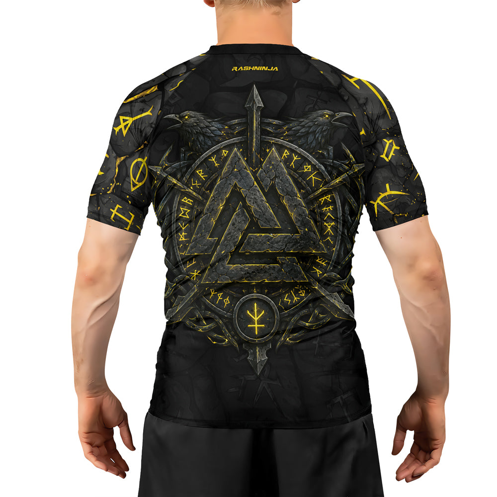 Rashninja Viking Raven Vegvisir Men's Short Sleeve Rash Guard