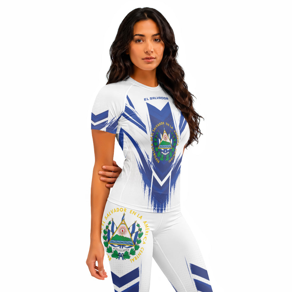 Rashninja Patriot El Salvador Flag Women's Short Sleeve Rash Guard