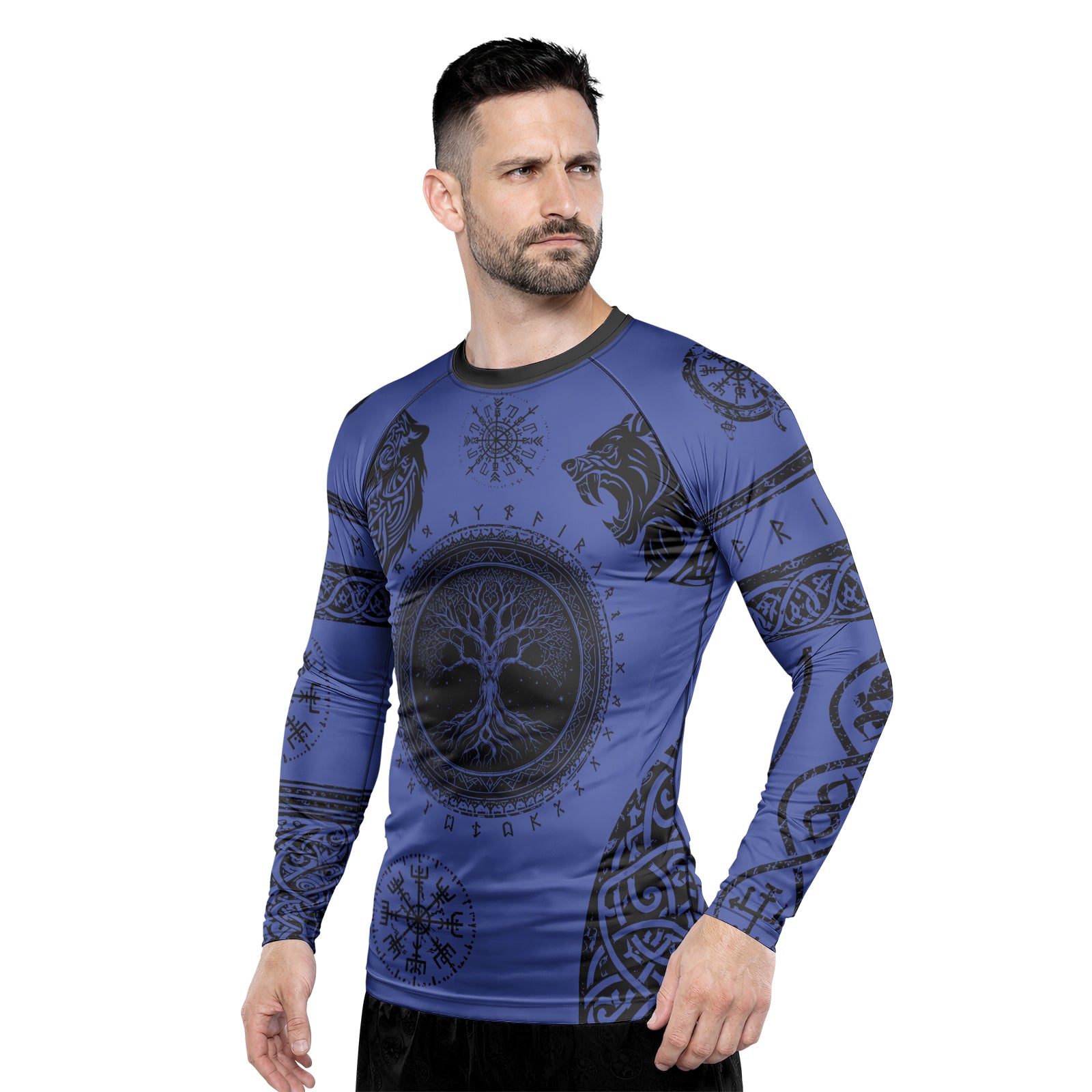 Rashninja Yggdrasil Bear Viking Men's Long Sleeve Rash Guard