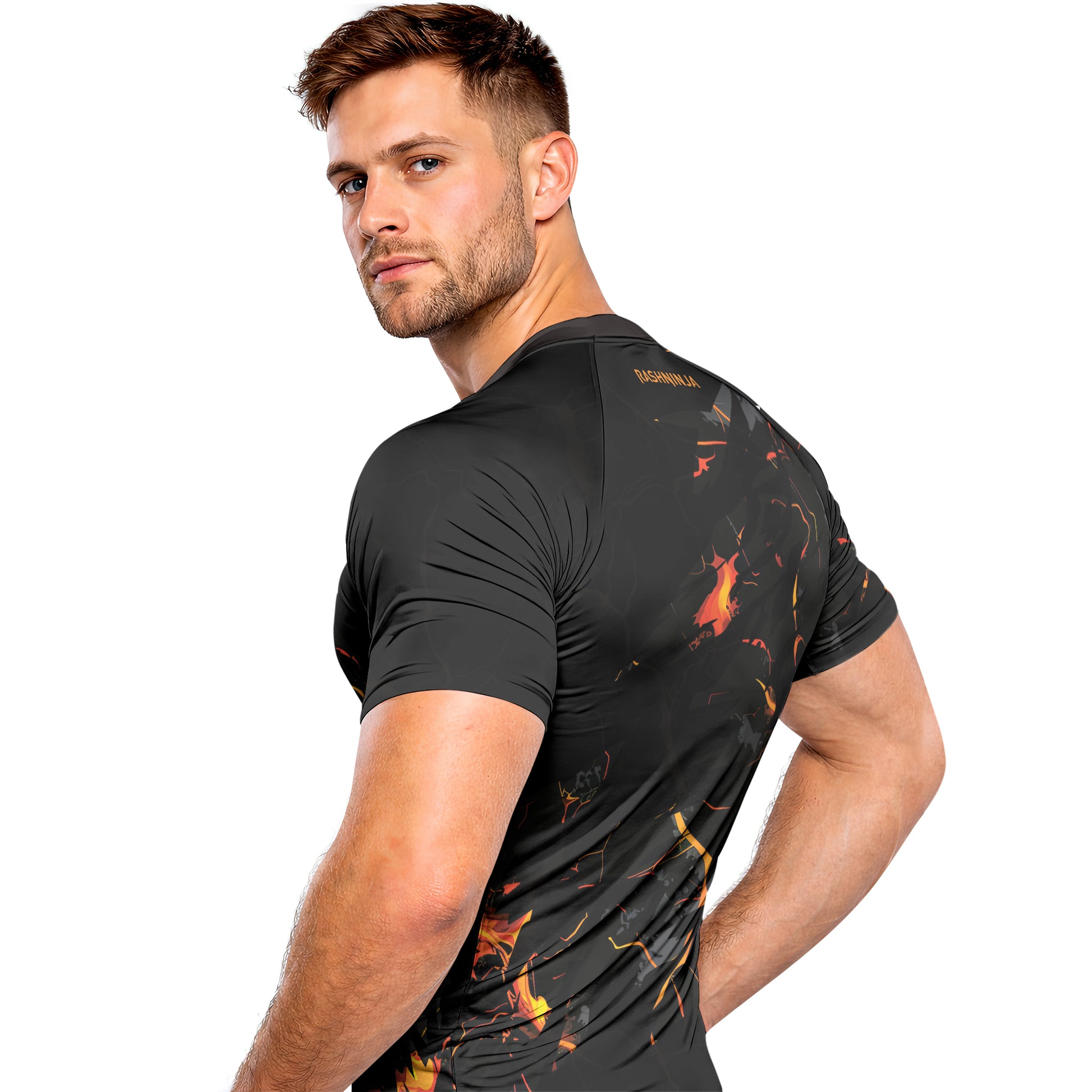 Rashninja Cyber Lava Men's Short Sleeve Rash Guard