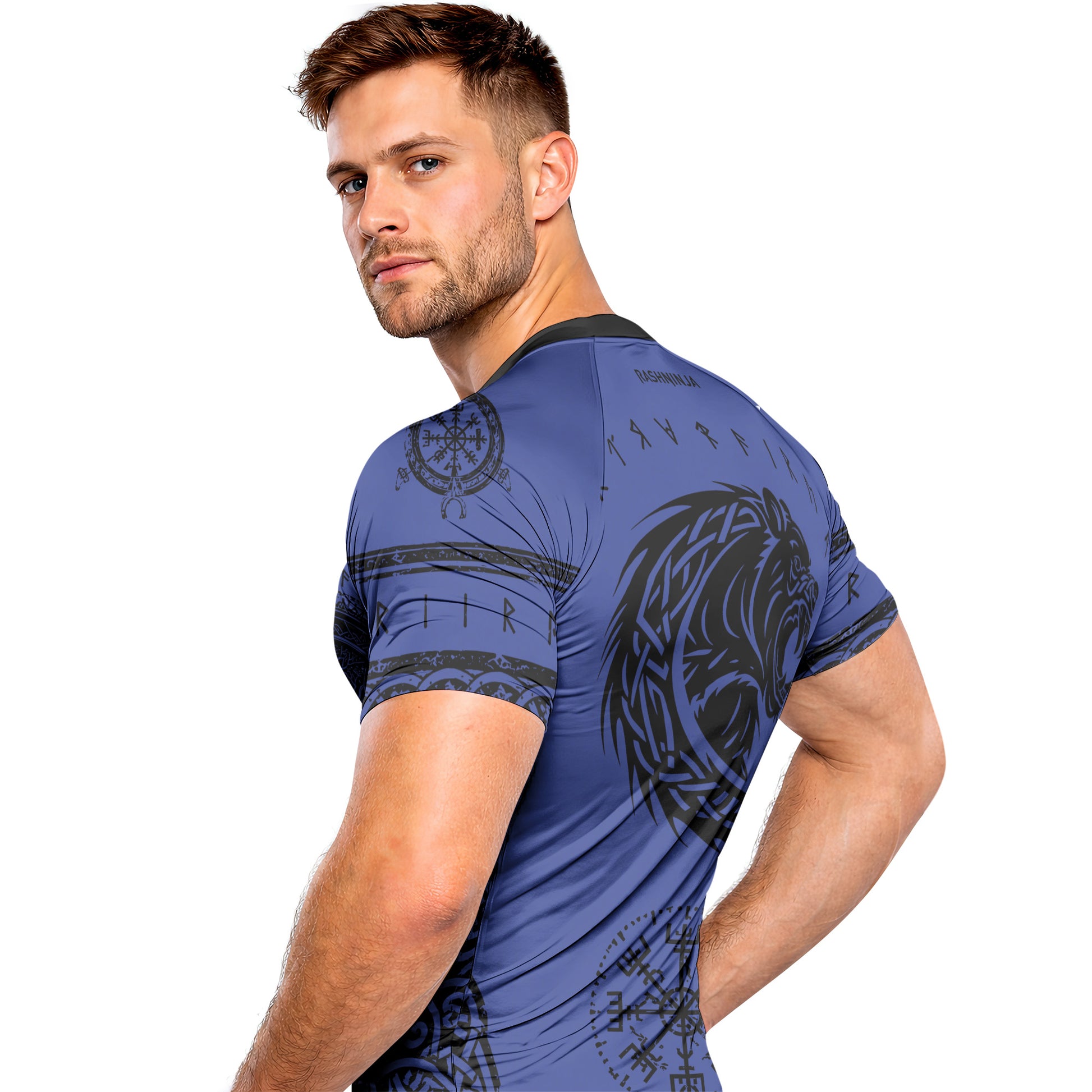 Rashninja Yggdrasil Bear Viking Men's Short Sleeve Rash Guard