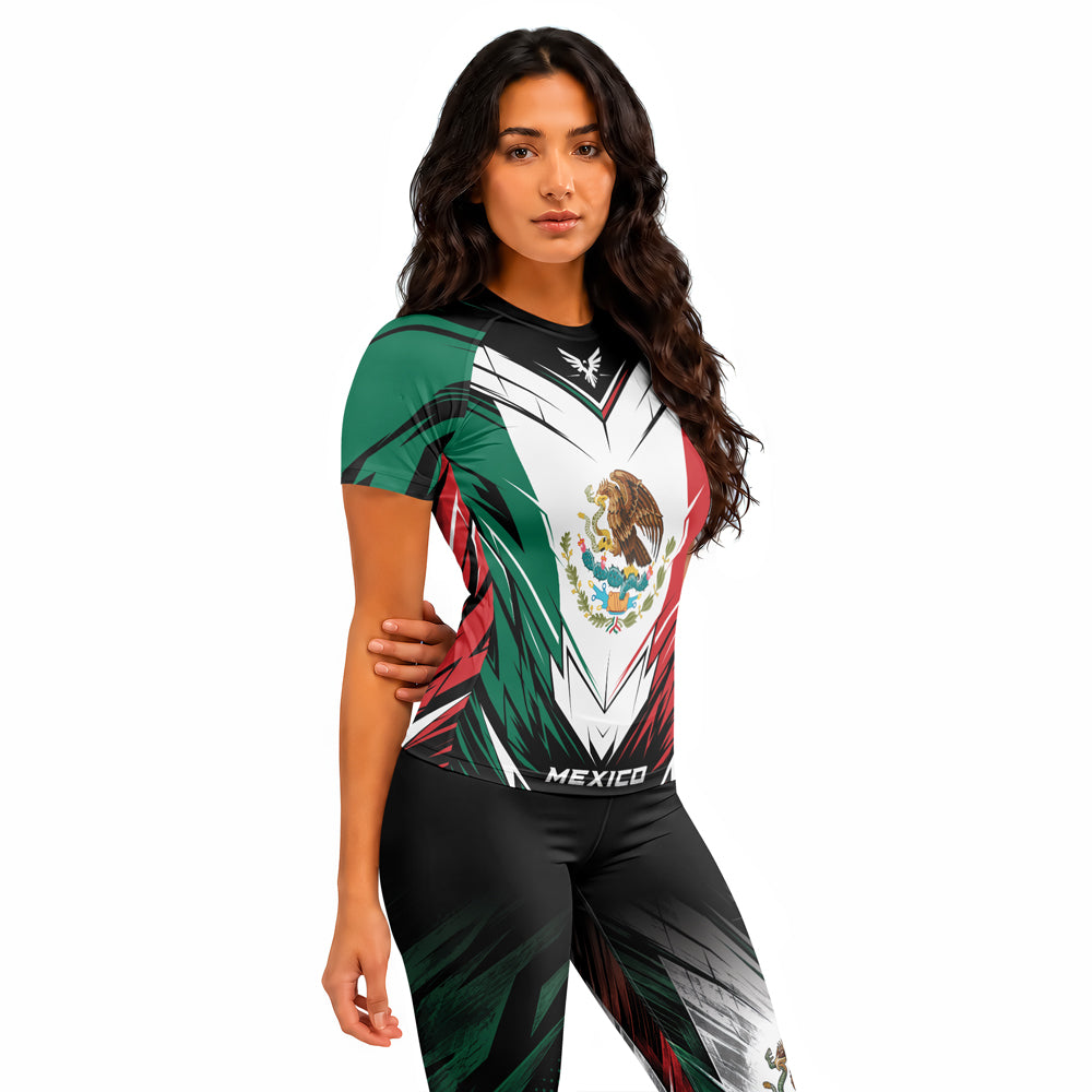 Rashninja Patriot Mexico Flag Women's Short Sleeve Rash Guard