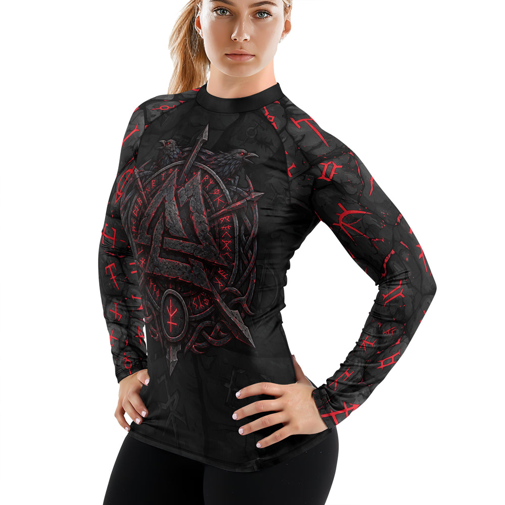 Rashninja Viking Raven Vegvisir Women's Long Sleeve Rash Guard