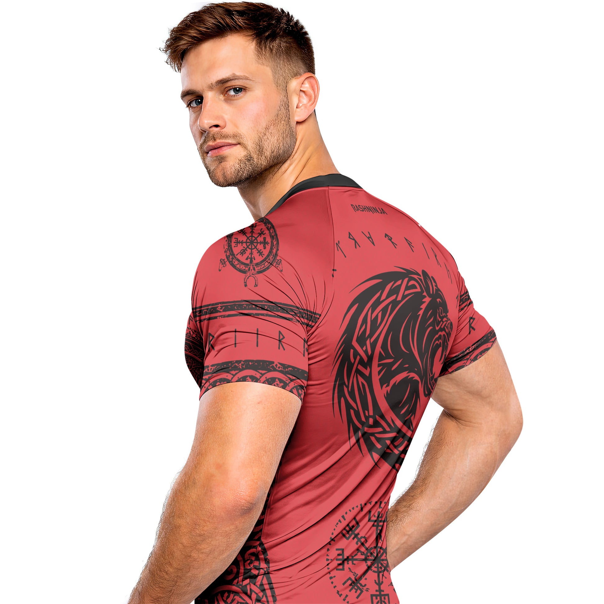 Rashninja Yggdrasil Bear Viking Men's Short Sleeve Rash Guard