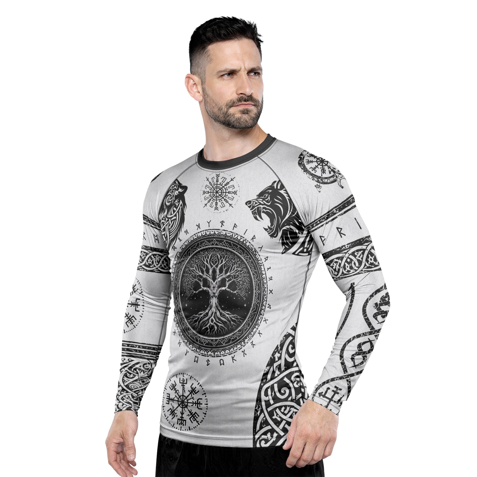 Rashninja Yggdrasil Bear Viking Men's Long Sleeve Rash Guard