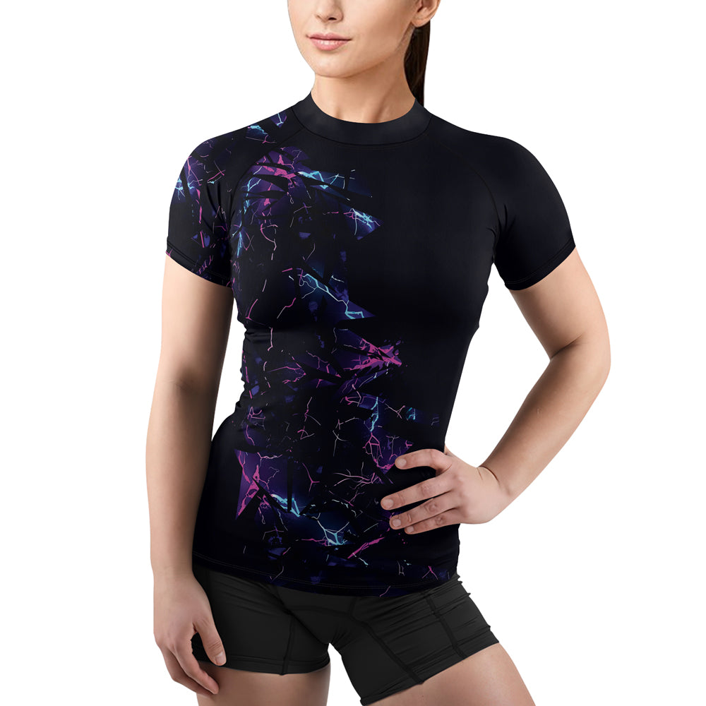 Rashninja Cyber Lightning Women's Short Sleeve Rash Guard