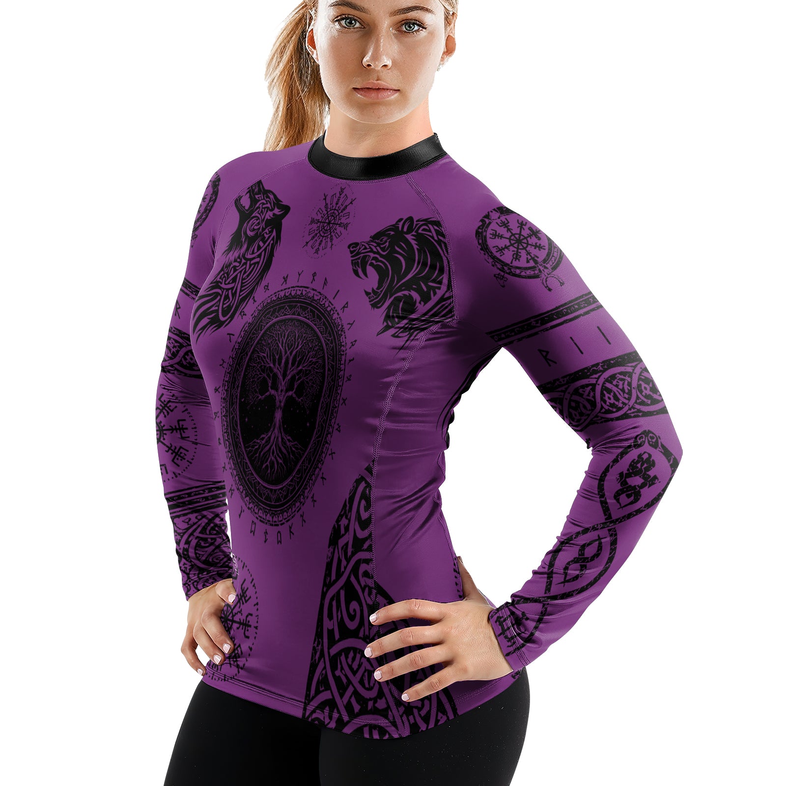 Rashninja Yggdrasil Bear Viking Women's Long Sleeve Rash Guard