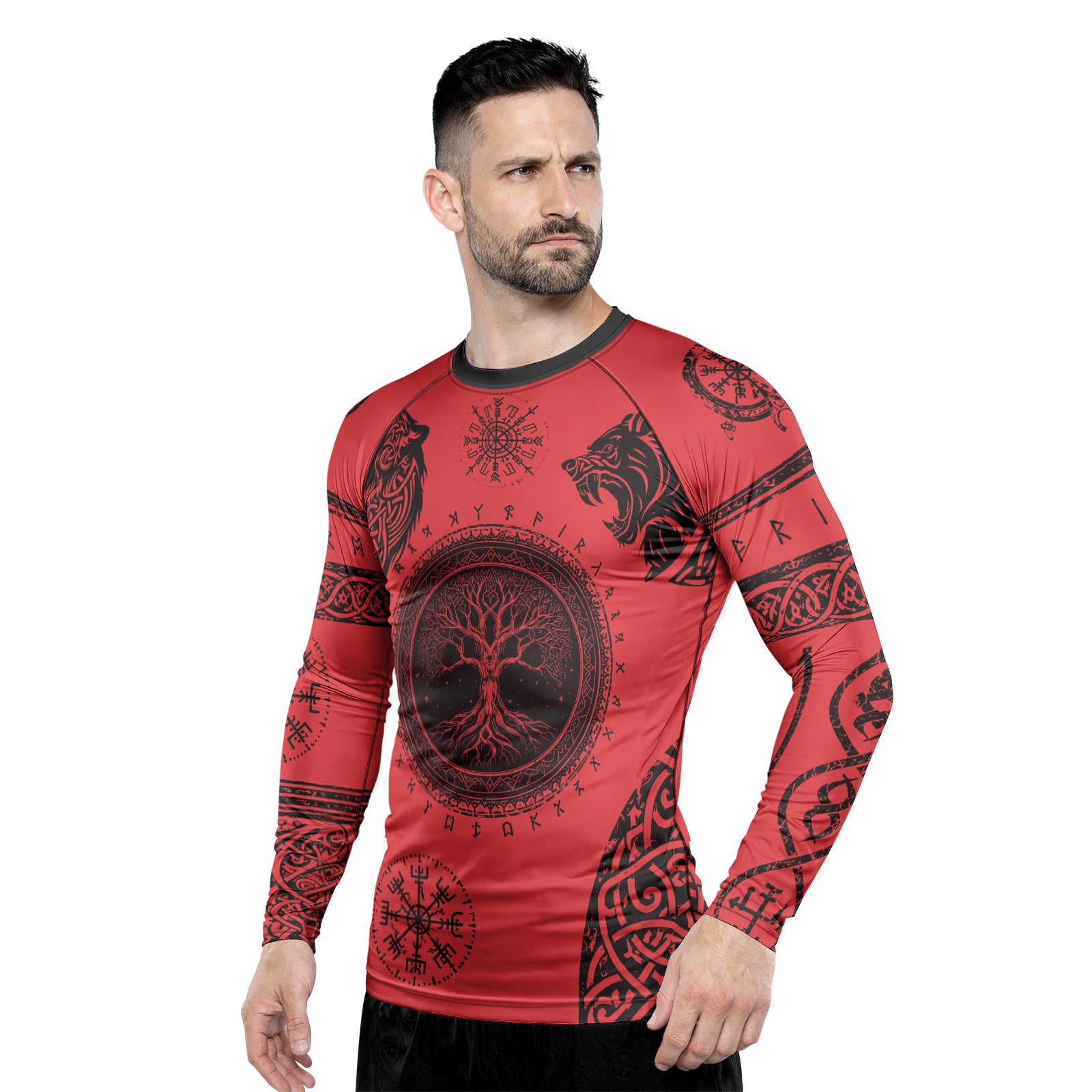 Rashninja Yggdrasil Bear Viking Men's Long Sleeve Rash Guard