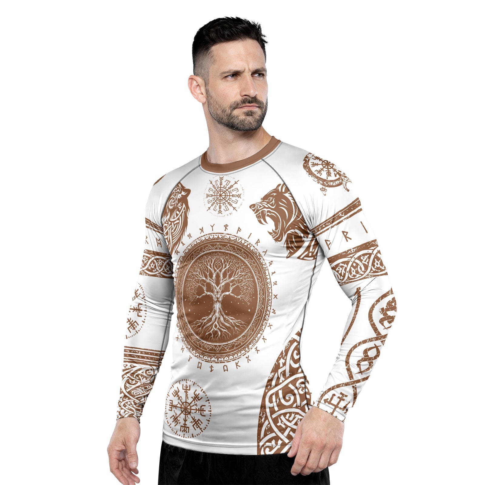 Rashninja Yggdrasil Bear Viking Men's Long Sleeve Rash Guard