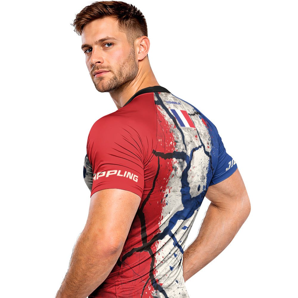 Rashninja Patriot France Flag Men's Short Sleeve Rash Guard