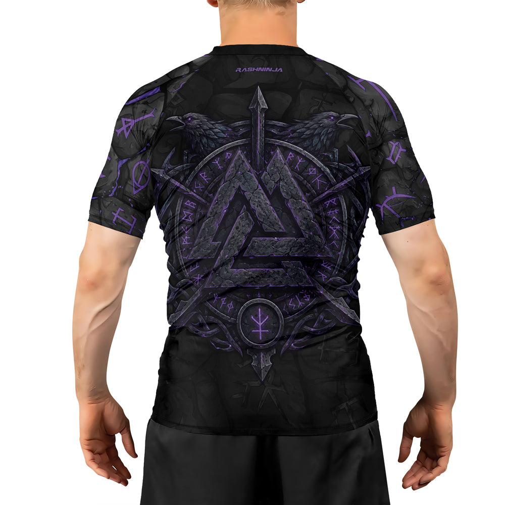Rashninja Viking Raven Vegvisir Men's Short Sleeve Rash Guard