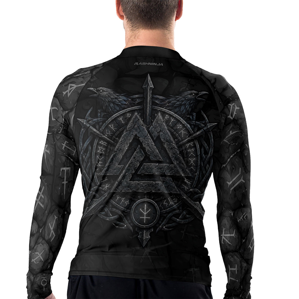 Rashninja Viking Raven Vegvisir Men's Long Sleeve Rash Guard