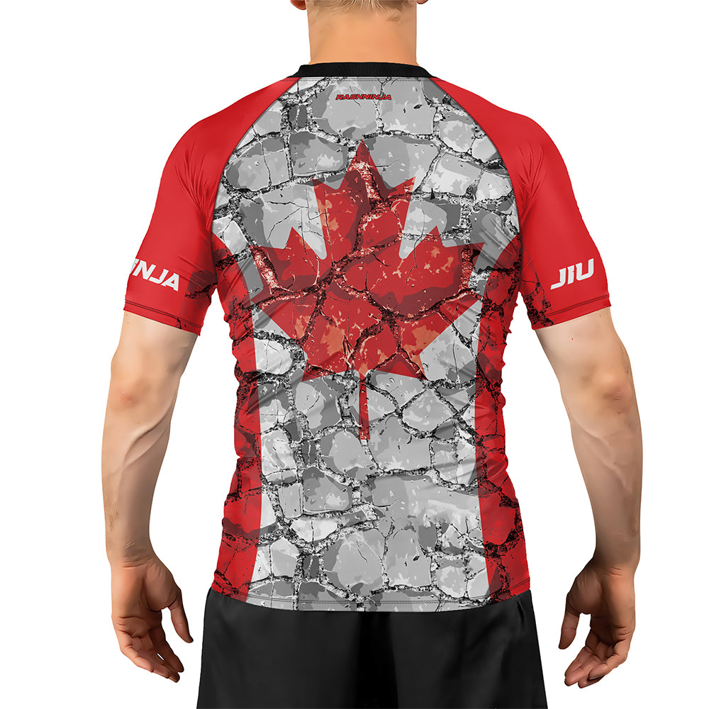 Rashninja Patriot Canada Flag Men's Short Sleeve Rash Guard